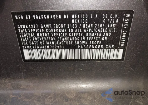 2018 Volkswagen Golf Sportwagen Tsi Sel from USA, damaged, VIN 3VWL17AU4JM762991